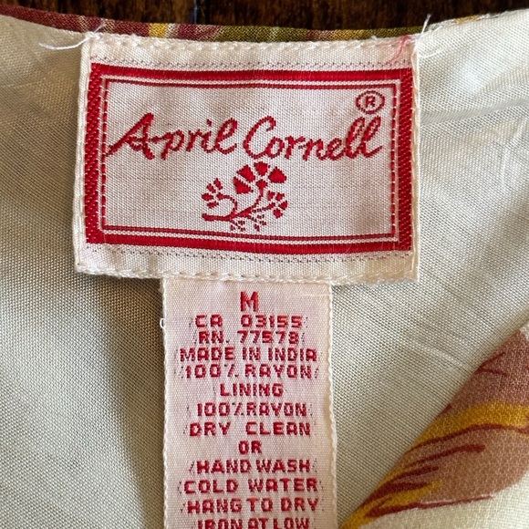 April Cornell | Vintage Butter Yellow Floral Cowl Neck Double Layer Tank Top - Picture 5 of 5